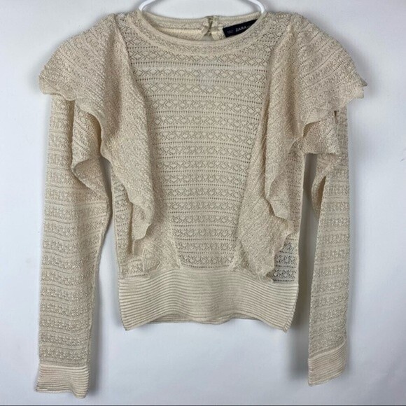Zara Knit Long Sleeve Top Womens Small Crewneck Knit Ladies - Picture 2 of 12